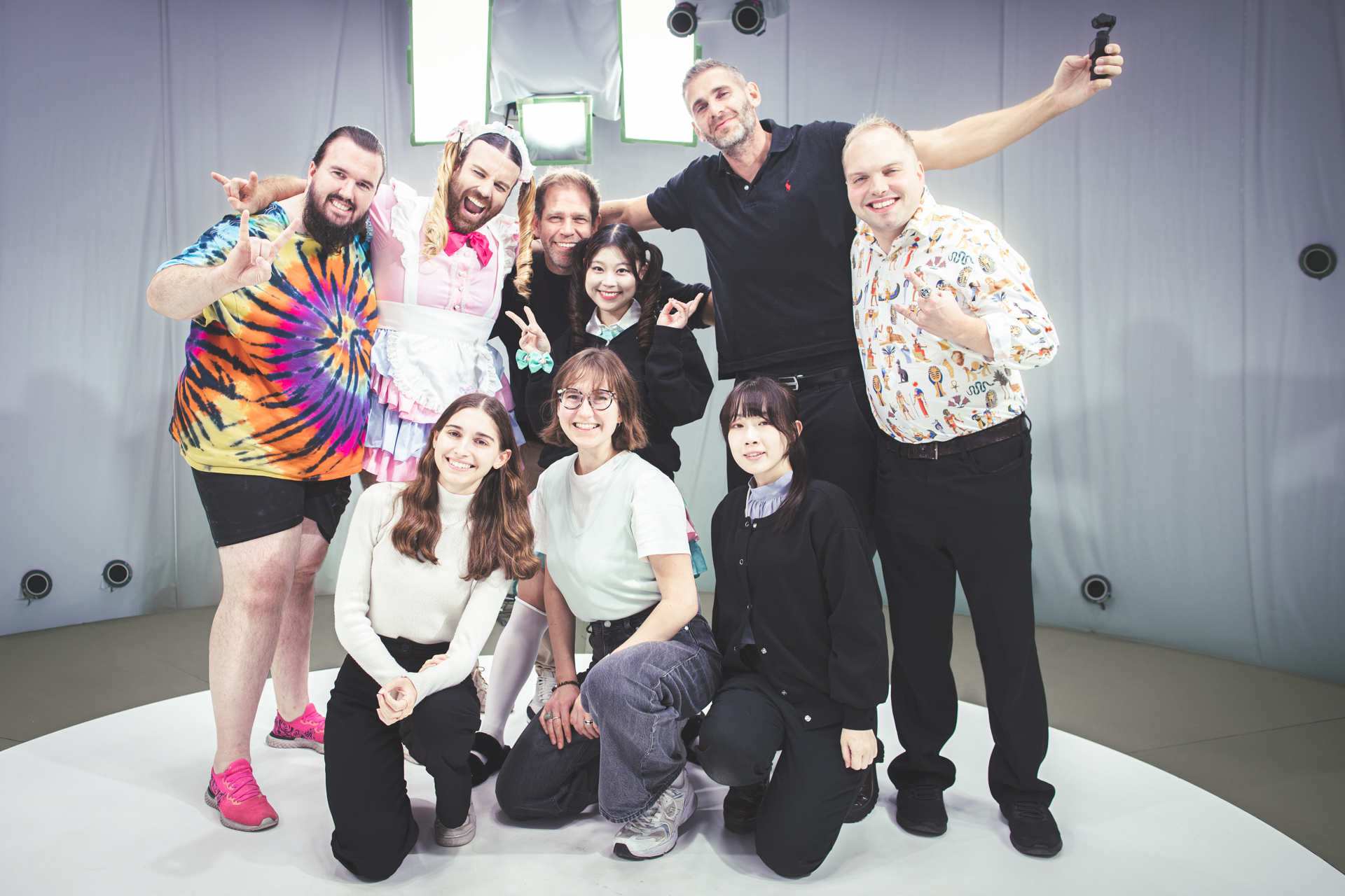 Ladybeard and the Volucap team posing together in the studio.