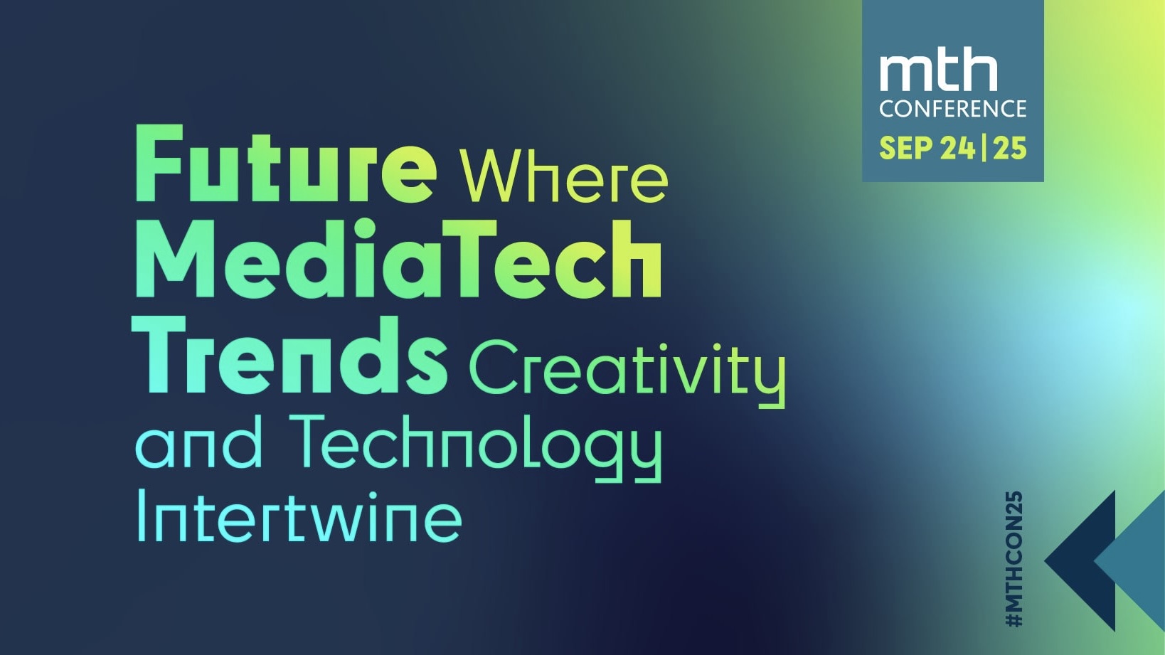 Banner for MTH Conference 2025 with the slogan "Future Where MediaTech Trends, Creativity, and Technology Intertwine", scheduled for September 24-25.